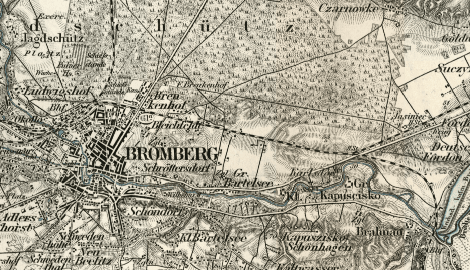 Prusacka mapa z ok. 1890 r. Załapały się także tereny obecnych Kapuścisk! 