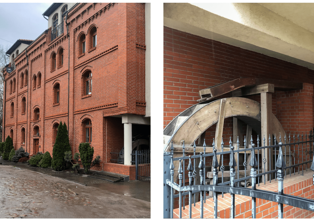 Apartamentowiec, stojący w miejscu dawnego Młyna Petersona. Osiedle Okole