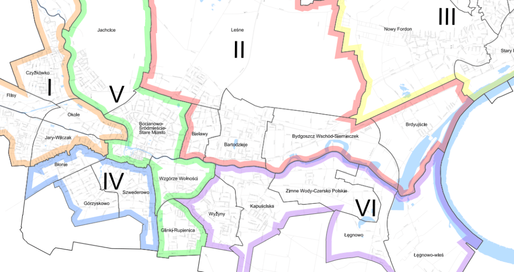 Bydgoszcz Wschód-Siernieczek na mapie bydgoskich osiedli